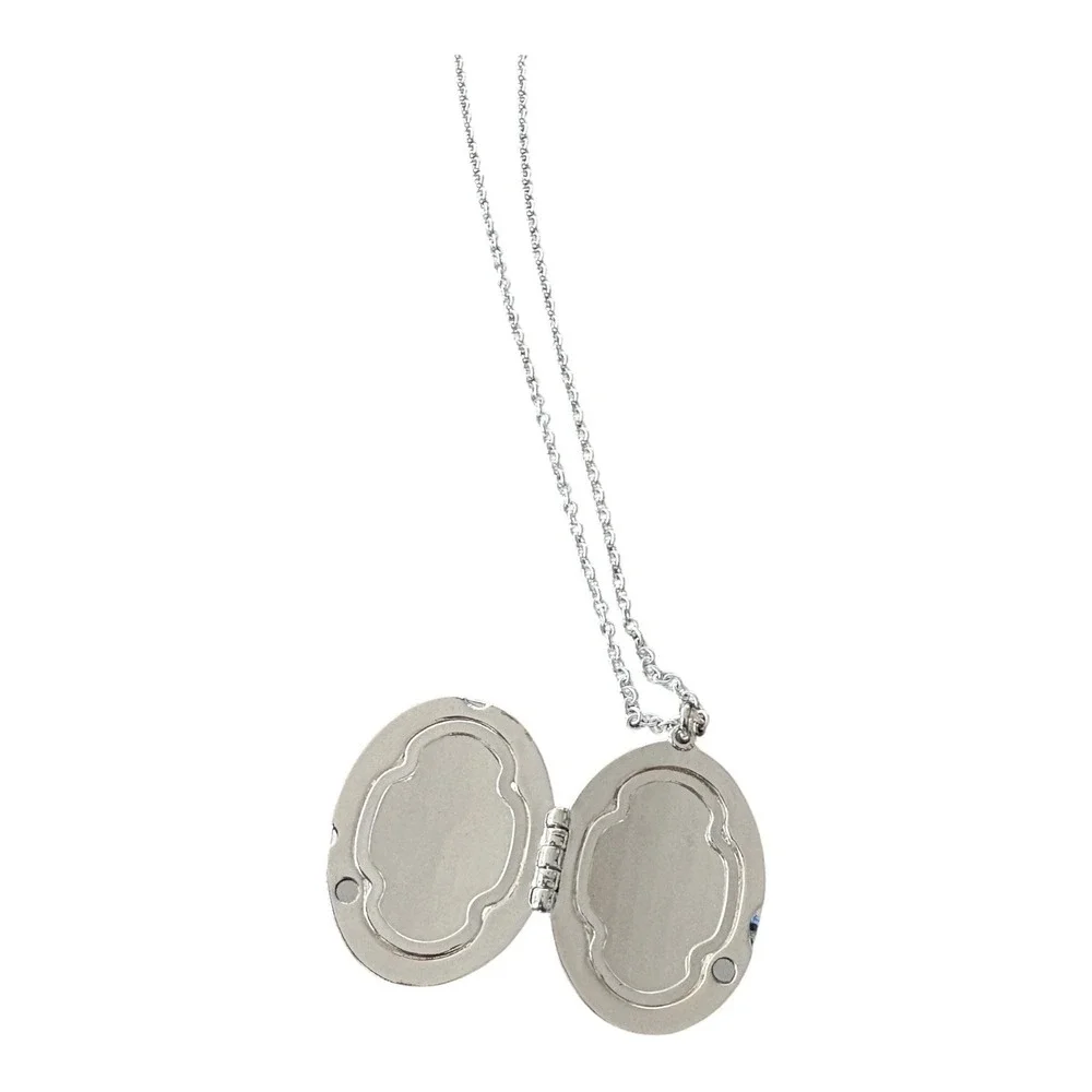 Avon My Why Tree of Life Locket Necklace Silver Gold Tone Crystal Oval Pendant